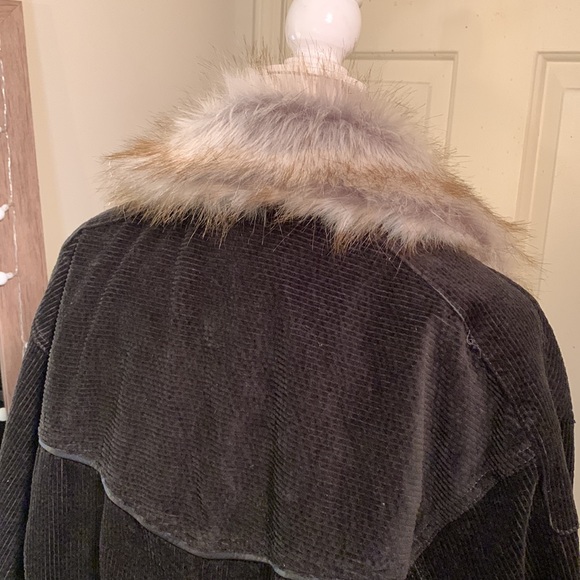 Free People Black Bomber Jacket with Faux Fur Collar - Picture 9 of 16